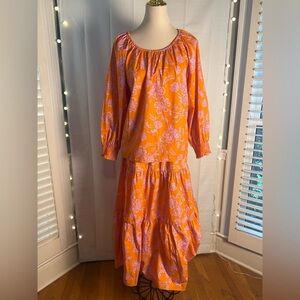 XiRENA Orange Pink Two Piece Maxi Outfit Large